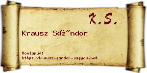 Krausz Sándor névjegykártya
